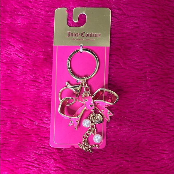 Juicy Couture Accessories - Juicy Couture Gold and Pink Bow Key Holder